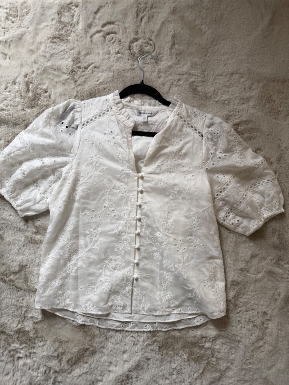 🇦🇺 Forever New white embroidered top- natural fibres S small. - Picture 4 of 10